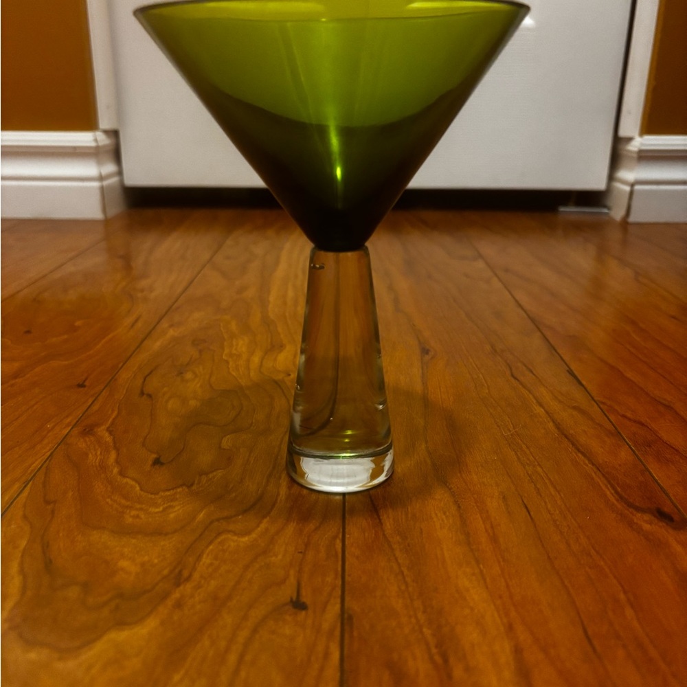 Vintage Modern Green Martini Glass